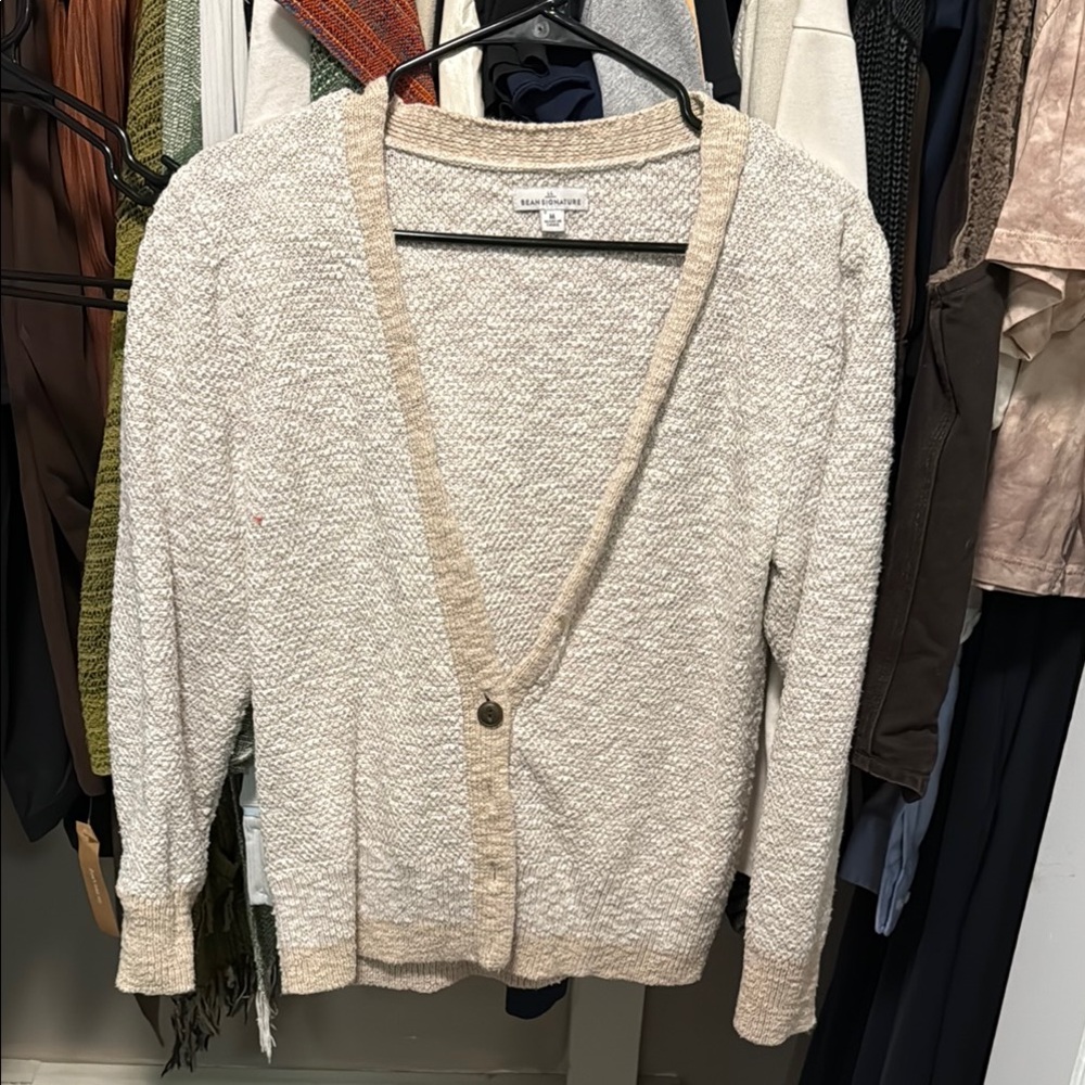 LL bean Women's Cream Cardigan Sweater